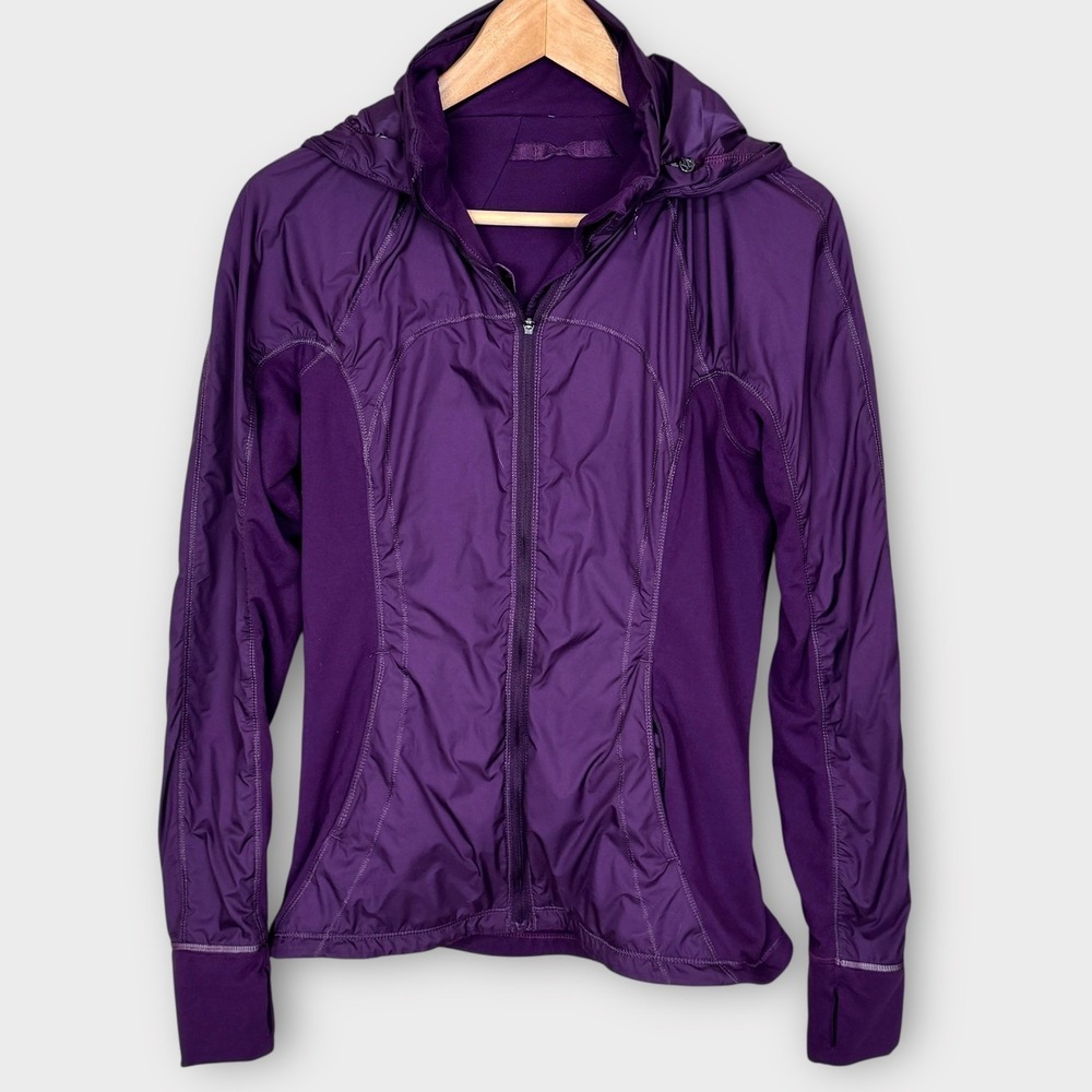 Lululemon Rush Hour Purple‎ Hooded Jacket Lightweight Water Resistant Womens 6